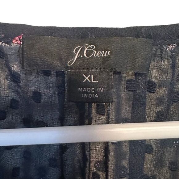 J. CREW- Popover in Rainbow Clip Dot Chiffon Semi Sheer Navy Multi, Size XL - Picture 4 of 13